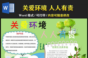 2021世界地球日手抄報關愛環境人人有責含線稿小報模板(1)