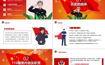 110宣傳日PPT紅色簡潔110的由來服務(wù)內(nèi)容及職責(zé)報(bào)警方式報(bào)警技巧主題班會課件
