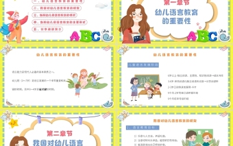 幼兒園語言教育PPT卡通簡潔幼兒語言教育簡介及主要形式模板下載