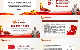 周恩來逝世46周年紀(jì)念日PPT紅色簡約風(fēng)紀(jì)念周恩來專題黨課課件模板