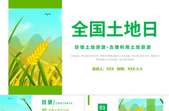 2022全國土地日PPT卡通插畫風全國土地日知識宣講課件模板