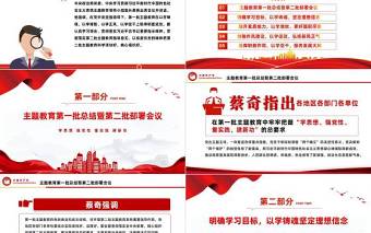 2023主題教育第一批總結(jié)暨第二批部署會議PPT黨政風(fēng)主題教育專題黨課課件模板下載