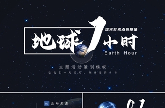 黑色簡潔風地球一小時主題策劃PPT模板
