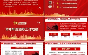 基層黨支部述職匯報PPT紅色簡約大氣風機關單位2022年度專題黨課課件模板