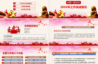 紅色簡約黨政黨支部工作計劃總結PPT模板