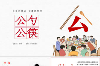 白色簡約公筷公勺吃飯新時尚健康好習慣ppt