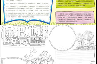 2021世界地球日手抄報保護地球全民行動含線稿小報模板