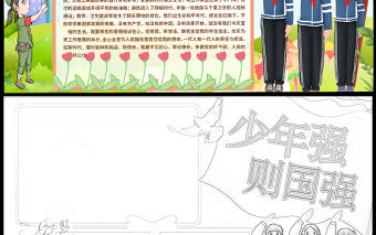 2021少年強則國強手抄報卡通系列童心向黨禮贊百年小學生小報模板