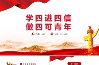 2021學四進四信做四可青年PPT紅色大學生青少年黨課學習課件模板 (2)