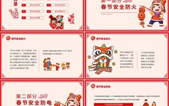 2022春節(jié)安全PPT紅色中國風(fēng)虎年大吉之春節(jié)安全主題班會(huì)模板