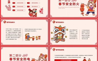 2022春節(jié)安全PPT紅色中國風虎年大吉之春節(jié)安全主題班會模板