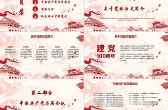 紅色簡約黨建風百年恰是風華正茂慶祝中國共產黨建黨百年PPT