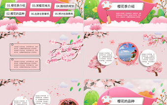 櫻花季PPT粉色簡約文藝小清新旅游活動策劃通用模板