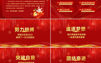 2023兔年跨年戰(zhàn)役啟動會PPT紅色喜慶兔年企業(yè)年會頒獎典禮暨誓師大會模板.
