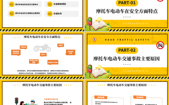 2023摩托車電動車交通安全PPT簡約風(fēng)一盔一帶摩托車電動車交通安全課件模板