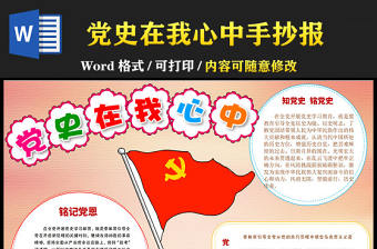 2021黨史在我心中手抄報慶祝建黨一百周年含線稿小報模板