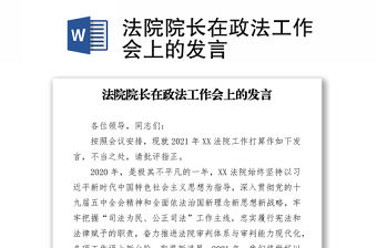 法院院長在政法工作會上的發言