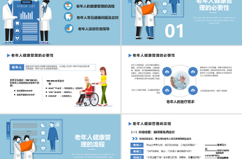 藍(lán)色扁平卡通插畫老年人健康管理知識PPT