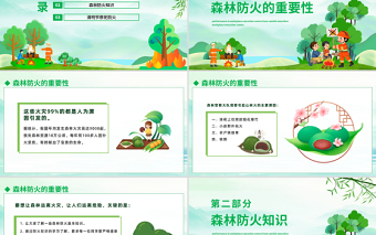2023清明節(jié)森林防火宣傳PPT清新卡通風(fēng)清明節(jié)森林安全防火宣講課件模板