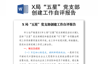 X局“五星”黨支部創(chuàng)建工作自評報告