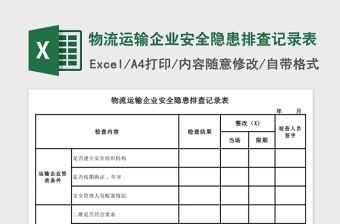 物流運(yùn)輸企業(yè)安全隱患排查記錄表Excel