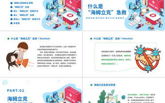 2022海姆立克急救法PPT卡通風醫療宣傳家庭教育海姆立克急救法培訓課件模板