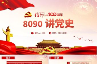 2021熱烈慶祝中國共產黨成立100周年PPT8090講黨史紅色大氣專題黨課模板