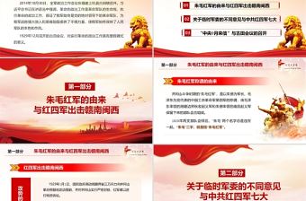 2021慶祝建黨百年朱毛紅軍與古田會議黨課模板紅色黨政風PPT