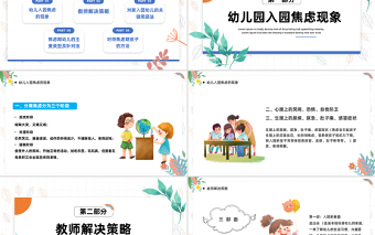 2022如何應對幼兒入園焦慮PPT卡通風幼兒園新學期開學教師培訓系列課程課件模板