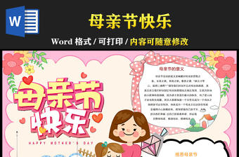 2022母親節快樂手抄報卡通風中小學生感恩母親節電子小報模板