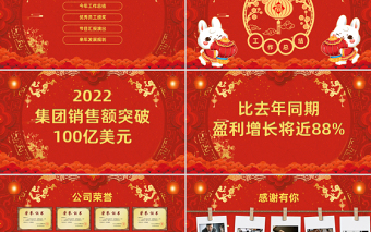 2023喜慶中國風(fēng)兔年年會年終總結(jié)暨新年計劃PPT模板