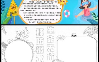 2022珍爱生命预防溺水手抄报中小学生卡通预防溺水暑假安全教育小报手抄报word模板