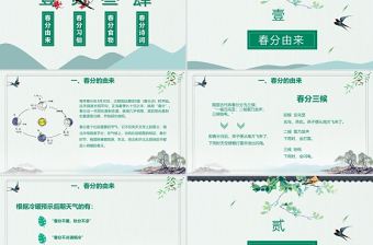 綠色中國風二十四節氣之春分PPT