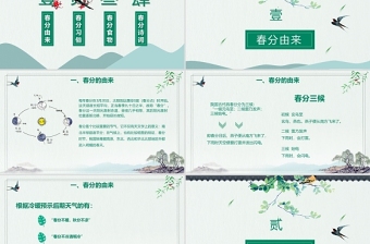 綠色中國風(fēng)二十四節(jié)氣之春分PPT