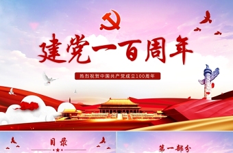 炫彩党政风热烈祝贺中国共产党建党一百周年PPT