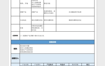 電商帶貨直播腳本模板Excel