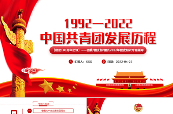 中國共青團(tuán)發(fā)展歷程PPT紅色黨政風(fēng)2022年建團(tuán)100周年團(tuán)史知識專題輔導(dǎo)課件模板