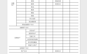 個人資產(chǎn)負債表Excel
