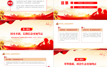在黨的旗幟下筑牢軍魂P(guān)PT簡(jiǎn)約黨政風(fēng)熱烈慶祝中國(guó)人民解放軍建軍95周年課件模板