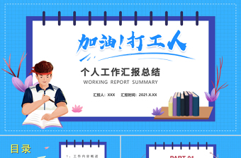 2021藍(lán)色創(chuàng)意加油打工人PPT模板