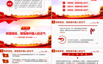 揚青春朝氣擔強國重任PPT紅色簡約風黨建主題黨課課件模板