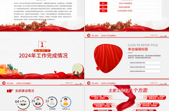 2022黨支部工作總結PPT紅色大氣基層黨組織工作匯報述職報告黨建工作模板