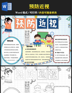 2021預(yù)防近視手抄報(bào)含線稿小報(bào)模板