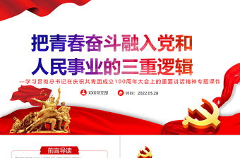 2022中国共青团成立100周年大会ppt分享