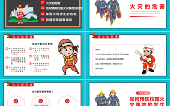 校園疏散演習PPT卡通簡潔預防校園火災事故的發(fā)生PPT