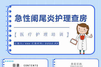 2022急性闌尾炎護理查房PPT簡約醫療風護理查房通用PPT