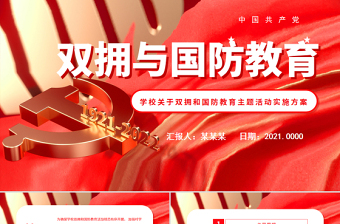 雙擁與國防教育PPT簡潔精美學(xué)校關(guān)于雙擁和國防教育主題活動實施方案課件