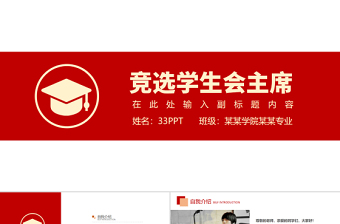 競(jìng)選學(xué)生會(huì)主席PPT紅色簡(jiǎn)約某學(xué)院某專業(yè)PPT
