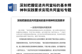 深刻把握促進(jìn)共同富裕的基本精神和實(shí)踐要求實(shí)現(xiàn)共同富裕專題