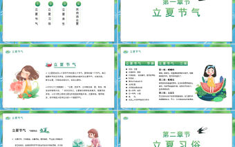 卡通二十四節氣立夏介紹模板宣傳PPT
